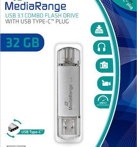 MediaRange 32GB USB 3.0 Stick με σύνδεση USB-A & USB-C Ασημί