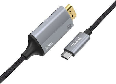 Hoco Braided Cable HDMI male - USB-C male 1.8m Μαύρο (UA13)