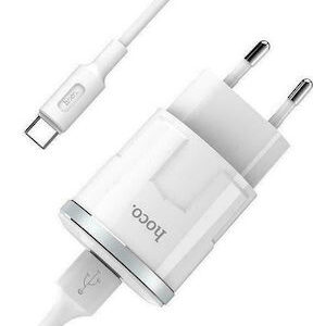 Hoco Φορτιστής με Θύρα USB-A και Καλώδιο Lightning Λευκός (C37A Thunder Power)