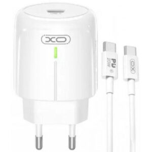 XO Φορτιστής με Θύρα USB-C και Καλώδιο USB-C 20W Power Delivery Λευκός (L113)