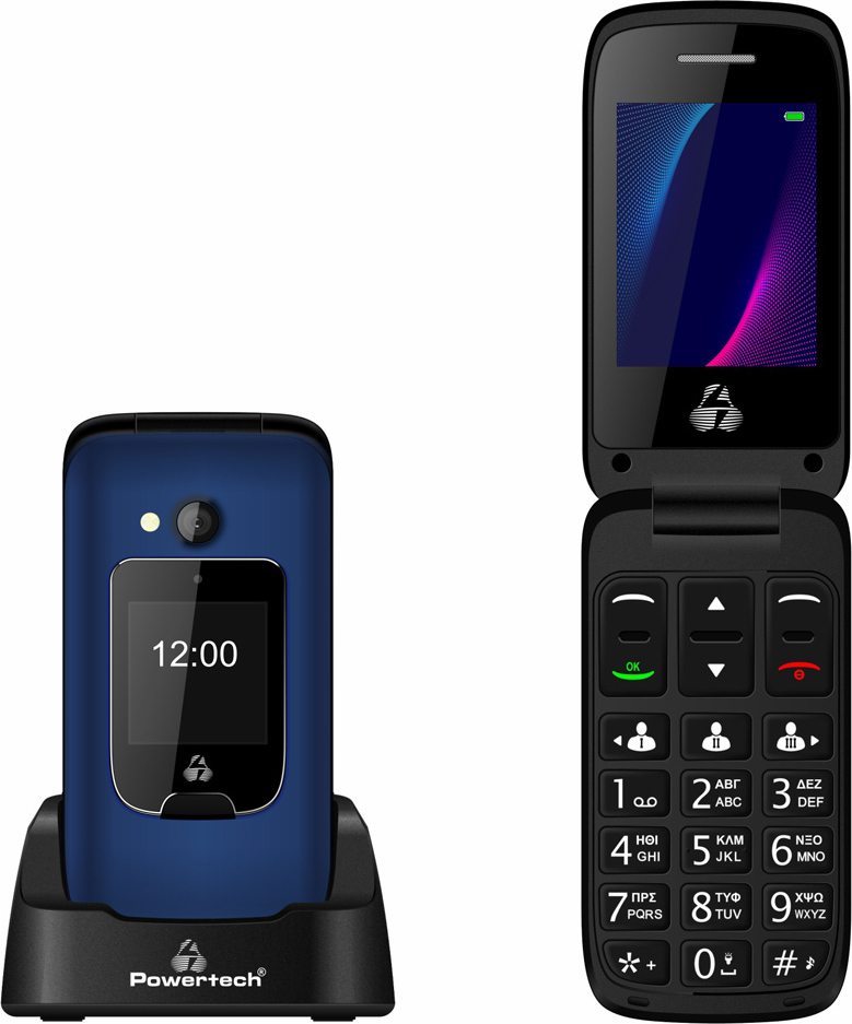 Powertech Sentry Dual II Single SIM Κινητό με Μεγάλα Κουμπιά Μπλε