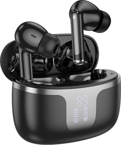 Hoco EQ10 In-ear Bluetooth Handsfree Ακουστικά με Θήκη Φόρτισης Μαύρα