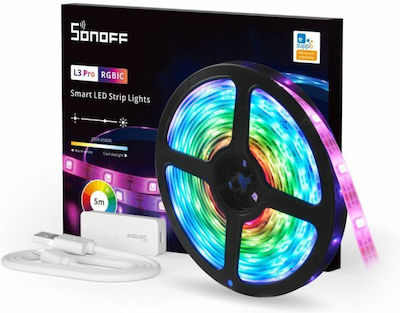 Sonoff L3 Pro RGBIC Ταινία LED Τροφοδοσίας USB (5V) RGBW Μήκους 5m με Τροφοδοτικό