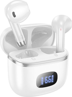 Hoco EQ1 Earbud / In-ear Bluetooth Handsfree Ακουστικά με Θήκη Φόρτισης Λευκά