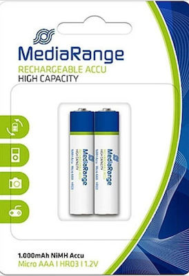 MediaRange Επαναφορτιζόμενες Μπαταρίες AAA Ni-MH 1000mAh 1.2V 2τμχ