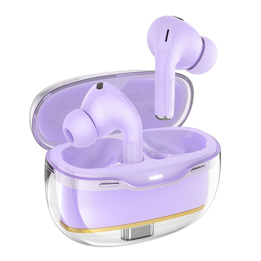 Hoco EW54 Rayo In-ear Bluetooth Handsfree Ακουστικά με Θήκη Φόρτισης Μωβ